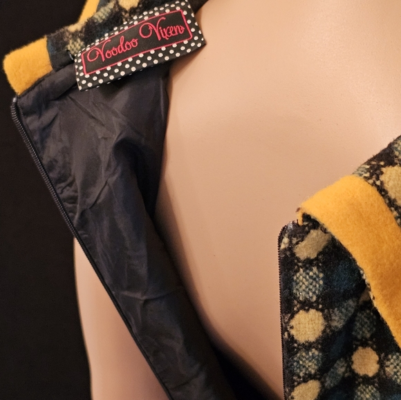 Voodoo Vixen Navy and Yellow Plaid Midi Dress - Picture 6 of 8